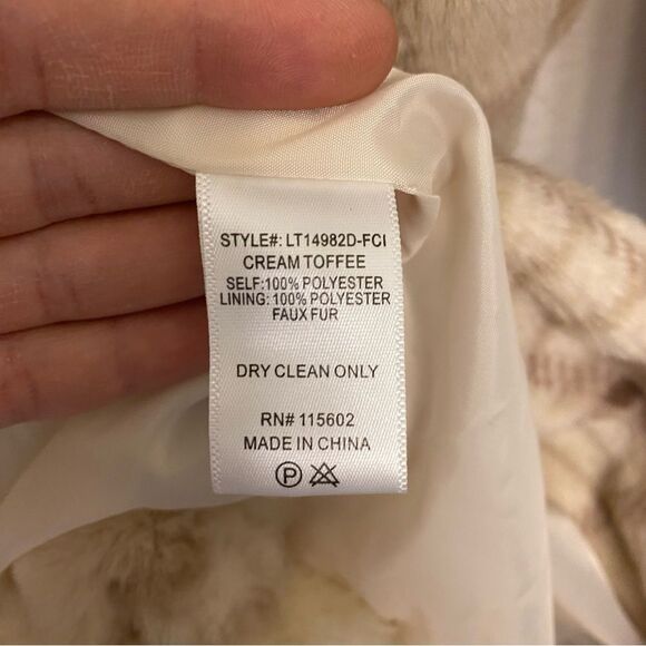 Lush tan brown faux furry neutral plaid oversized jacket trench coat Small NWOT - Picture 6 of 8